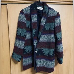Vintage Julia Klein Aztec Southwestern Blazer size X Large Extra Large soft Ikat